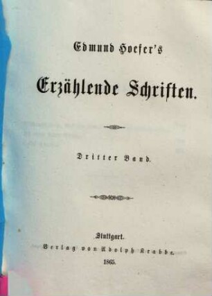 Edmund Hoefer's erzählende Schriften, 3