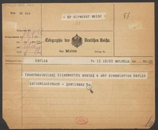 Brief an Ludwig Strecker <senior> an B. Schott's Söhne : 30.07.1916