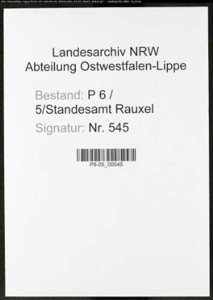 Sterberegister Standesamt Castrop-Rauxel Rauxel