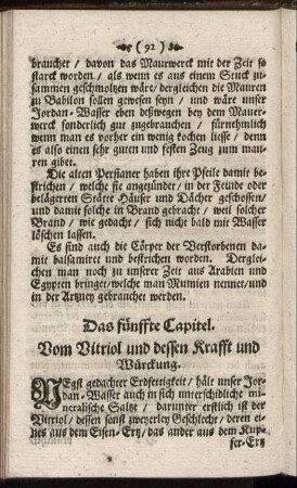 Das fünffte Capitel. Vom Vitriol und dessen Krafft und Würckung.