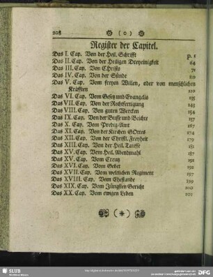 Register der Capitel