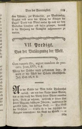 VII. Predigt. Von der Verläugnung der Welt.