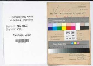 Entnazifizierung Josef Tuerlings , geb. 20.07.1915 (Metzger)