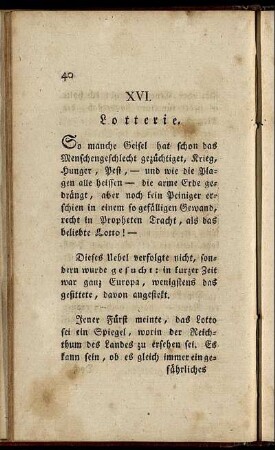 XVI. Lotterie. - XX. Despotismus.