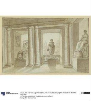 Villa Albani, Säulengang mit drei Statuen