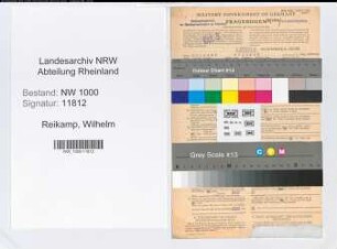 Entnazifizierung Wilhelm Reikamp, geb. 31.10.1901 (Krankenkassenangest.)