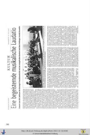 „Eine begeisternde musikalische Laudatio“. Konzert zum 350. Jubiläum der Kenzinger Franziskanerkirche mit der evangelischen Kantorei und dem Freiburger Arundo-Ensemble (Badische Zeitung vom 21.7.2011)
