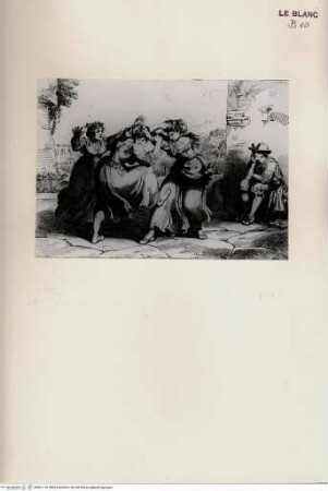 Nuova raccolta di cinquanta costumi de' contorni di Roma compresi diversi fatti di briganti : cominciati l'anno 1819, compiti nel 1822 / disegnati ed incisi all'acqua forte da Bartolomeo Pinelli, Roma : Gio. Scudellari, 1823Streitende Römerinnen; tav.[20] - Stiche aus Nuova raccolta di cinquanta costumi de' contorni di Roma..., Rom 1823