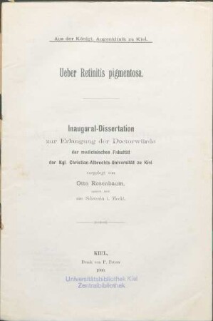 Ueber Retinitis pigmentosa