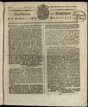 No. 6, Sonnabend den 18. Januar 1812