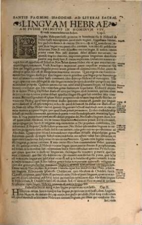 Santis Pagnini Lvcensis Isagogae Ad Sacras Literas Liber unicus