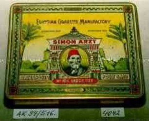 Blechdose für 20 Stück Zigaretten "EGYPTIAN CIGARETTE MANUFACTORY SIMON ARZT ALEXANDRIA PORT SAID No 70 L LARGE SIZE"