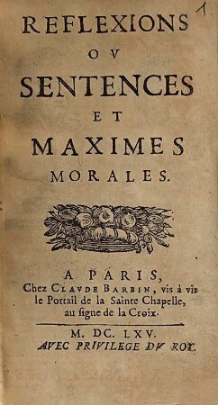 Reflexions Ov Sentences Et Maximes Morales