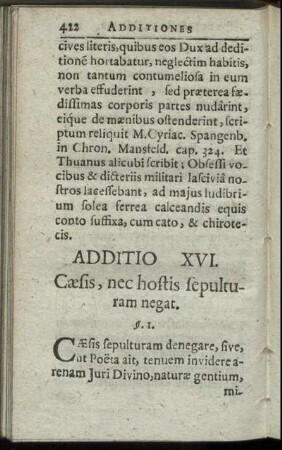 Additio XVI. - Additio XXII.