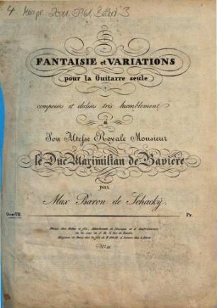 Fantaisie et variations : pour la guitare seule ; oeuv. VII