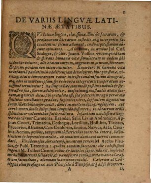Cogitationes de variis latinae linguae aetatibus et scripto Germ. Jo. Vossii
