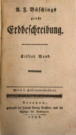 A. F. Büschings große Erdbeschreibung, 11. Großbritannien und Ireland