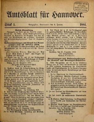 Amtsblatt für Hannover. 1884