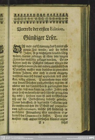 Vorrede der ersten Edition