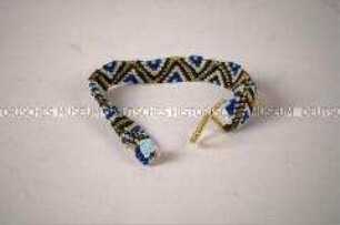 Armband, Kunststoffperlen (schwarz-gold-weiß-blau)