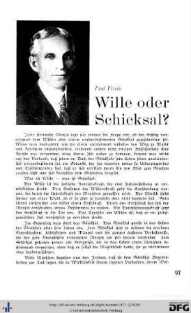 Wille oder Schicksal