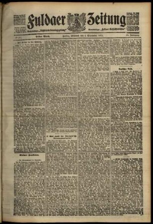 Erste Ausgabe vom Mittwoch, den 04. September 1912.