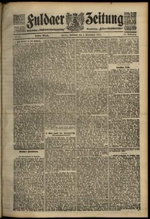 Erste Ausgabe vom Mittwoch, den 04. September 1912.
