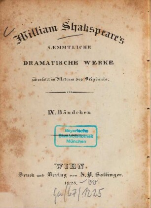 William Shakspeare's sämmtliche dramatische Werke : übersetzt im Metrum des Originals. 9, Der Kaufmann von Venedig