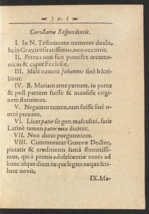 Corollaria Respondentis.