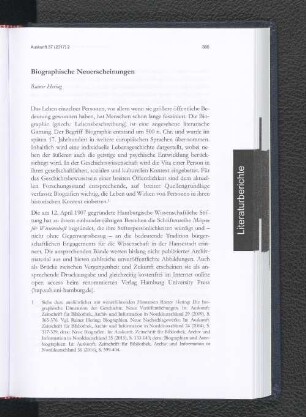Biographische Neuerscheinungen.