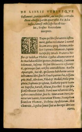 De Libris Utriusque Testamenti, partim reiectis, aut non sine contradictione admißis, partim apocryphis ...