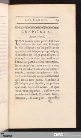 Chapitre XI. Songe Moral.