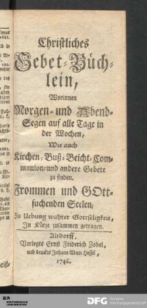 Christliches Gebet-Büchlein