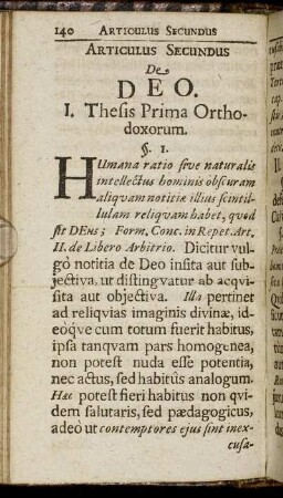 Articulus Secundus De Deo