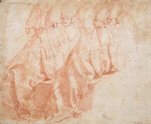 Acht sitzende Bischöfe