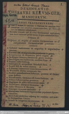 Delineatio Thesauri Rerum Germanicarum