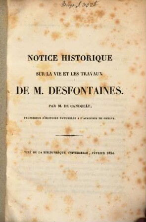 Notice historique sur la vie et les travaux de M. Desfontaines