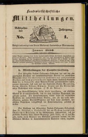 Achtzehnter Jahrgang. No. 1.