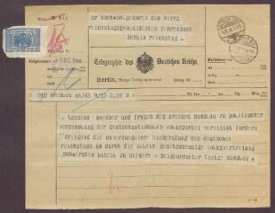 Telegramm von Tietze, Namslau, Stellung der Deutschnationalen Volkspartei (DNVP) zu Reichstagswahlen