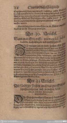 Der 30. Artickel. Wann man Ertz trifft/ wie man sich halten/ dasselbe nachschlagen und außführen sol.