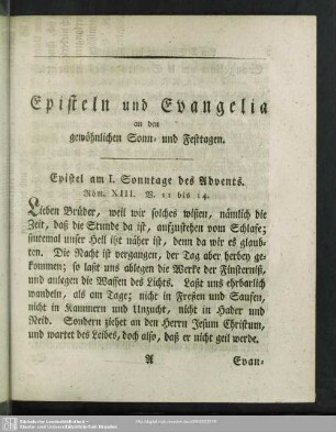 Episteln und Evangelia an den gewöhnlichen Sonn- und Festtagen