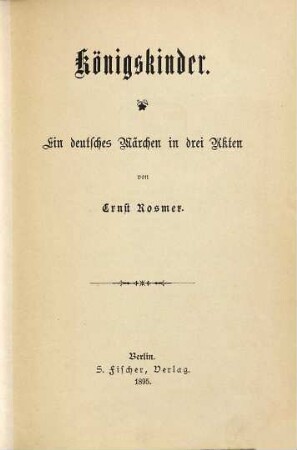 Königskinder : ein deutsches Märchen in drei Akten