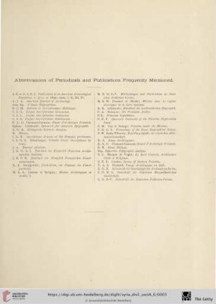 Abbreviations of Periodicals and Publications Frequently Mentioned
