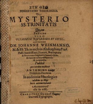 De mysterio sanctissimae trinitatis