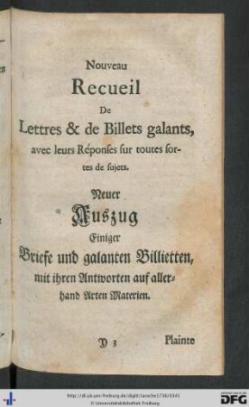 Recueil de Lettres et de Billets galants, avec leurs Réponses sur toutes sortes de sujets.