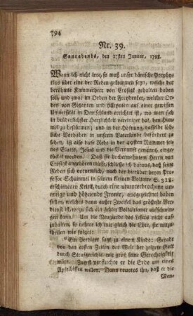 Nr. 39. Sonnabends, den 27sten Januar, 1798.
