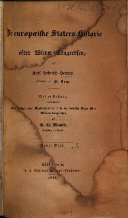 De europaeiske Staters Historie efter Wiener Congressen af Carl Heinrich Hermes : Oversat af H. Lem. Med et Forord af Professor Munch, 2