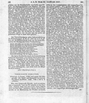 Weber, H. B.: Ueber und gegen die Langeweile. Zur Kunst und Kenntniß des Lebens. Tübingen: Laupp 1826