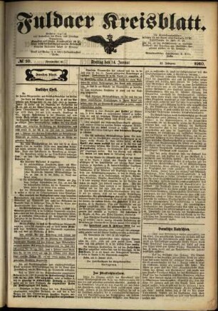 Zweite Ausgabe vom Freitag, den 14. Januar 1910.
