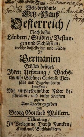 Das Welt-berühmte Ertz-Hauß Oesterreich